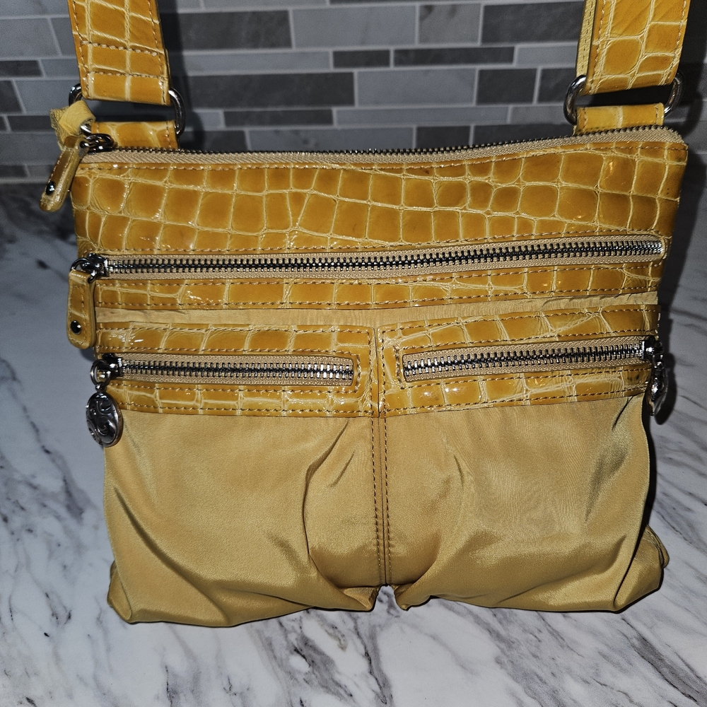 Brighton Yellow Croc-Trim Crossbody Bag
